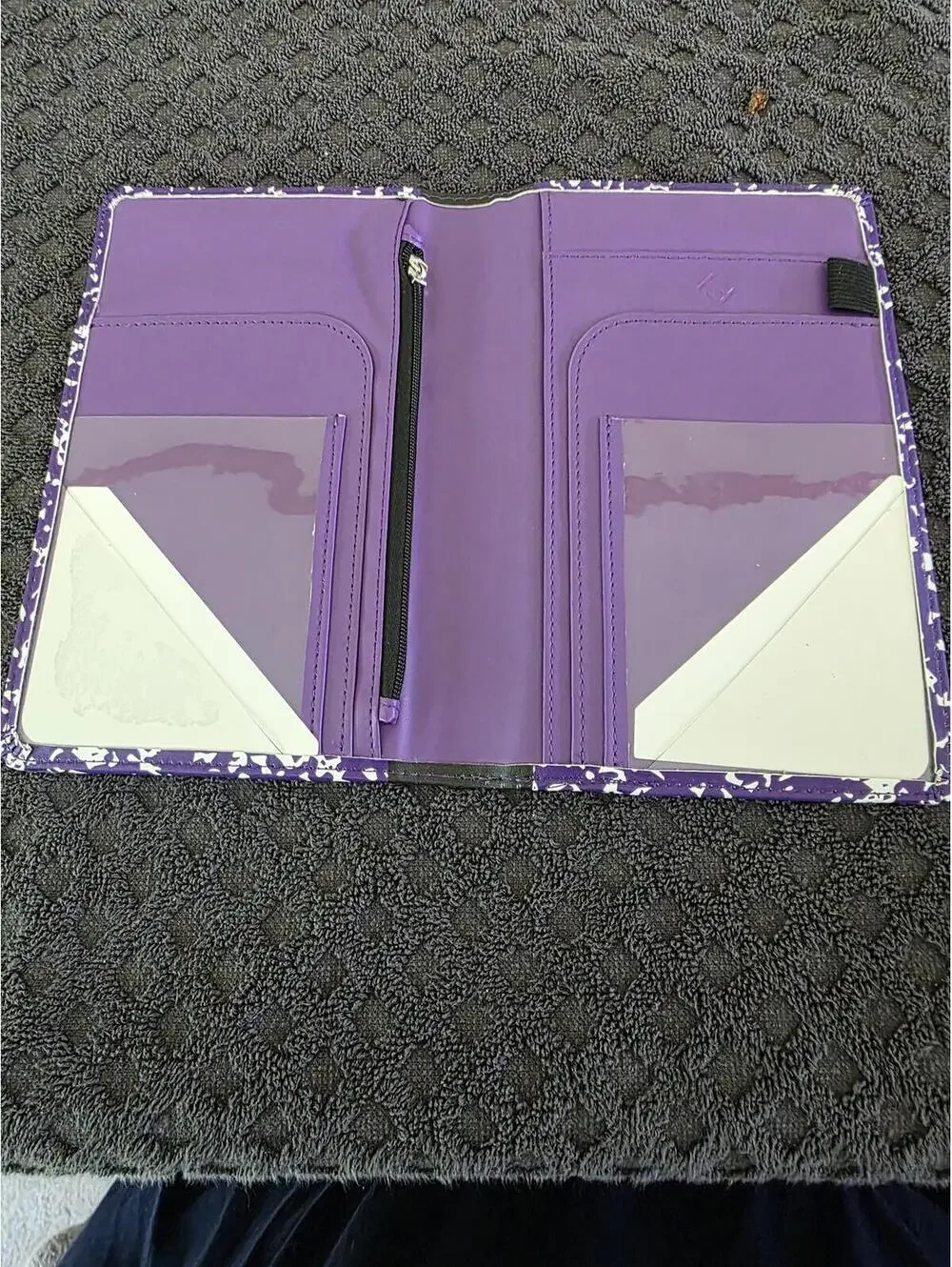 Purple Speckled Server Book Waitress Organizer Zipper Pocket Receipt Holder